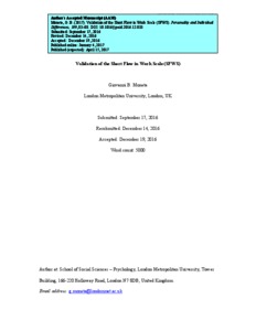Validation of the short flow in work scale (SFWS) | London Met Repository